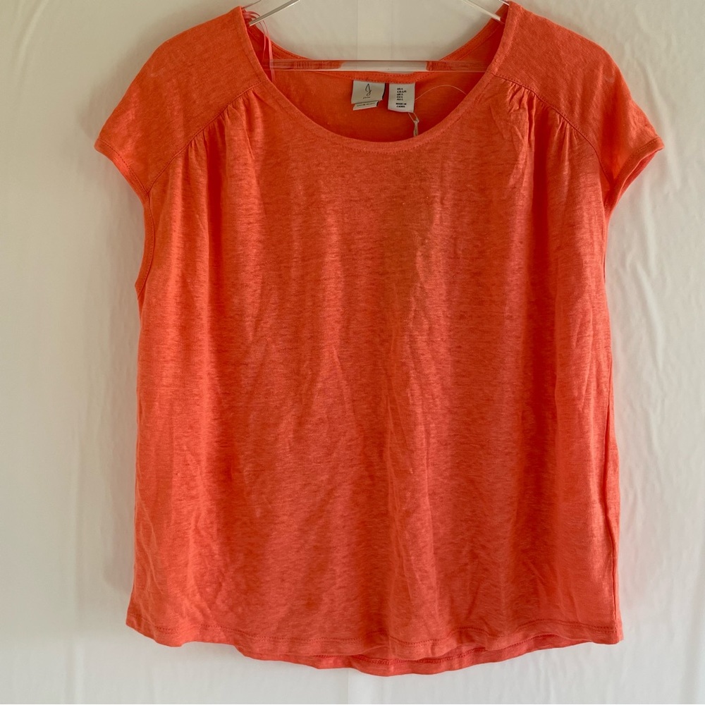 Joie Orange Linen Sleeveless Top Size L